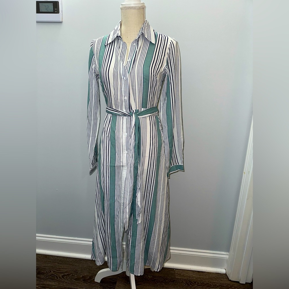 Promesa striped calf length shirtdress size S